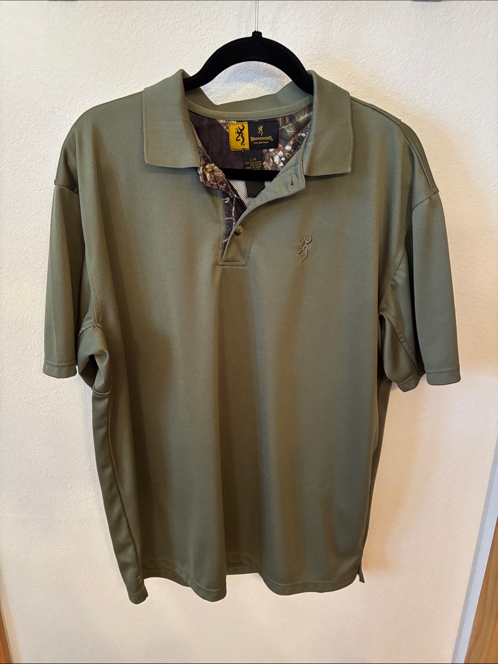 Browning Men's Olive Polo with Camo Trim